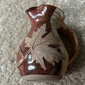 Handcrafted Brown Ceramic Leaf small Pitcher